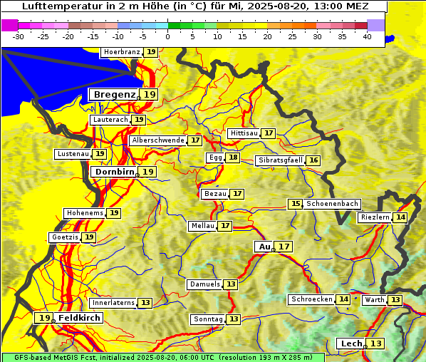 Temperatur, 20. 8. 2025