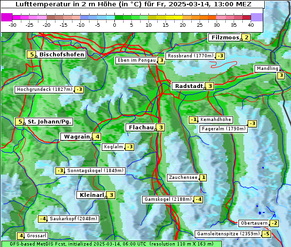 Temperatur, 14. 3. 2025