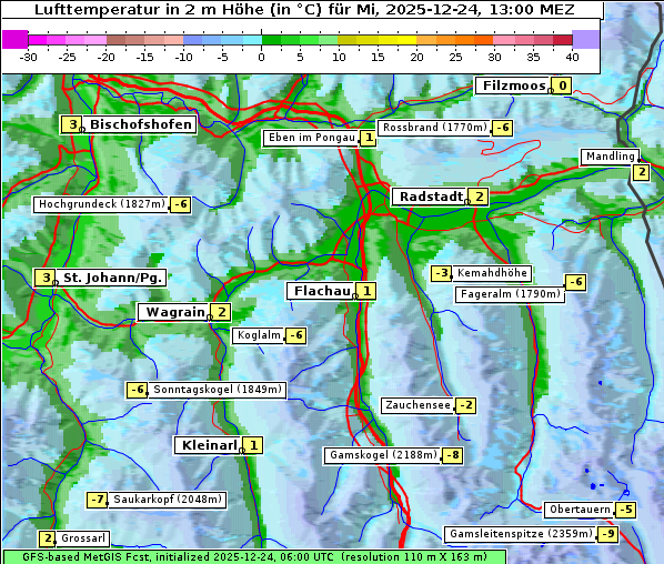 Temperatur, 24. 12. 2025