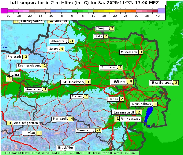 Temperatur, 22. 11. 2025