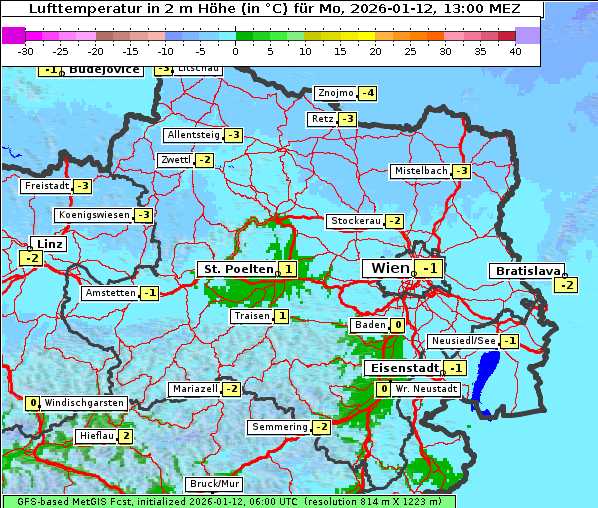 Temperatur, 12. 1. 2026