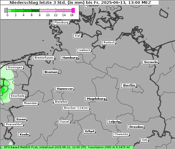 Niederschlag, 13. 6. 2025