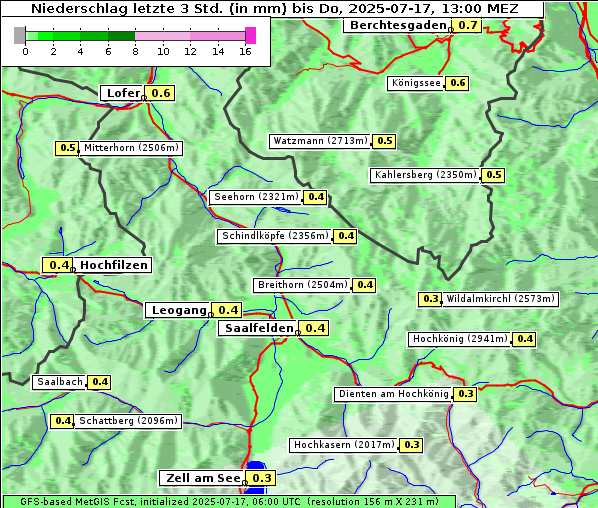 Niederschlag, 17. 7. 2025