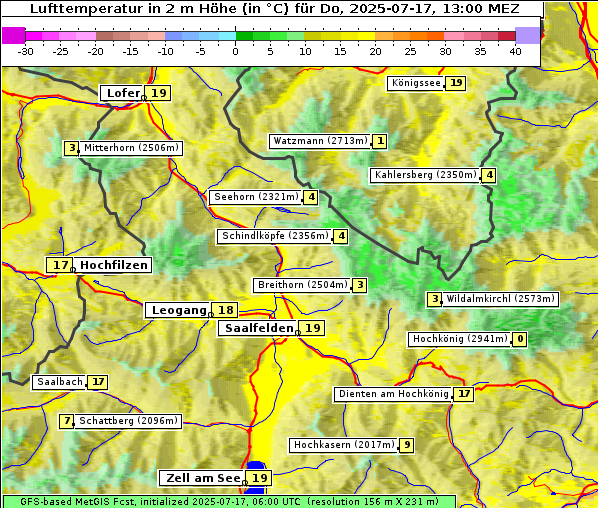 Temperatur, 17. 7. 2025