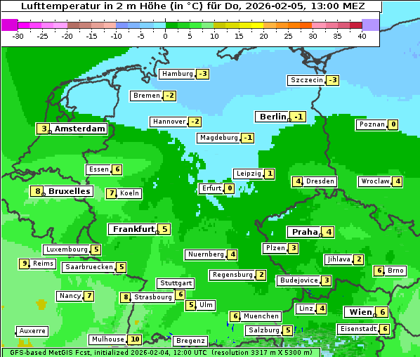 Temperatur, 5. 2. 2026