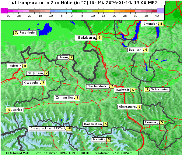 Temperatur, 14. 1. 2026