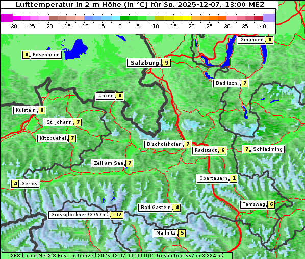 Temperatur, 7. 12. 2025