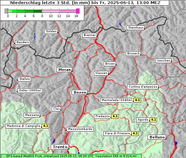 Niederschlag, 13. 6. 2025