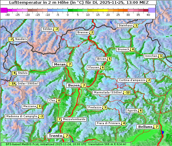 Temperatur, 25. 11. 2025