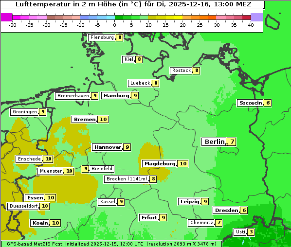 Temperatur, 16. 12. 2025