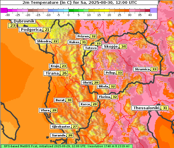 Temperatur, 30. 8. 2025