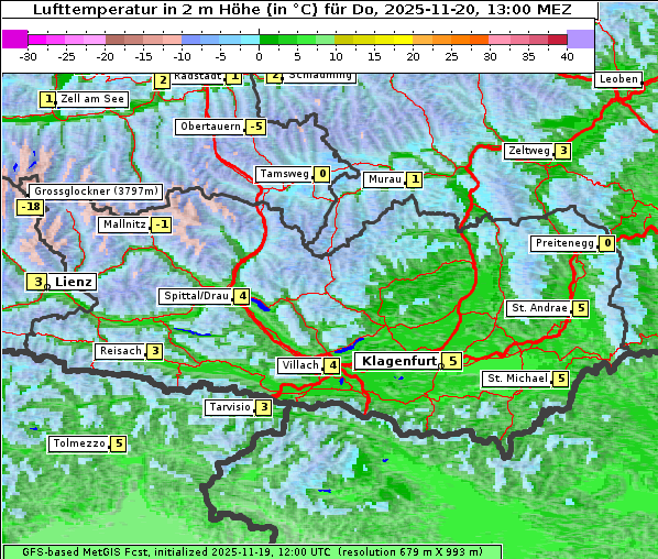 Temperatur, 20. 11. 2025