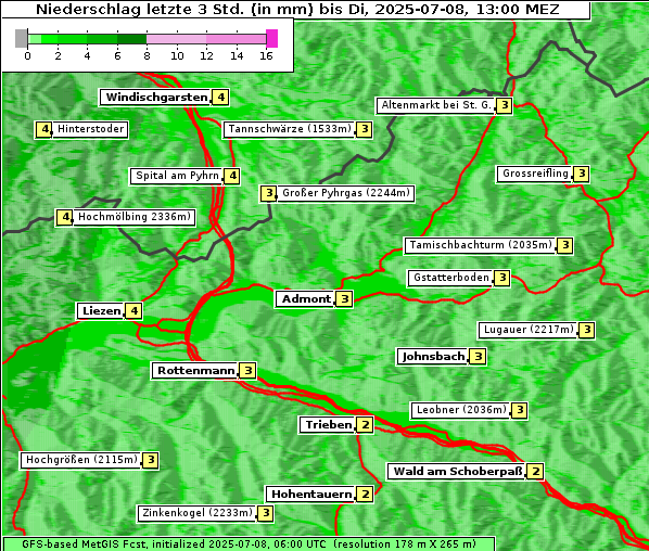 Niederschlag, 8. 7. 2025
