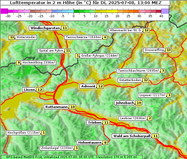 Temperatur, 8. 7. 2025