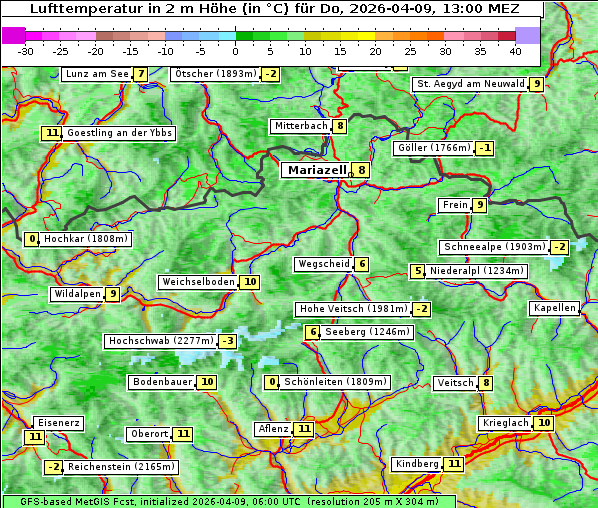 Temperatur, 9. 4. 2026