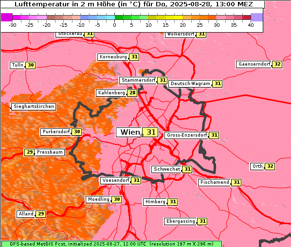Temperatur, 28. 8. 2025
