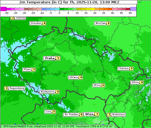 Temperatur, 20. 11. 2025
