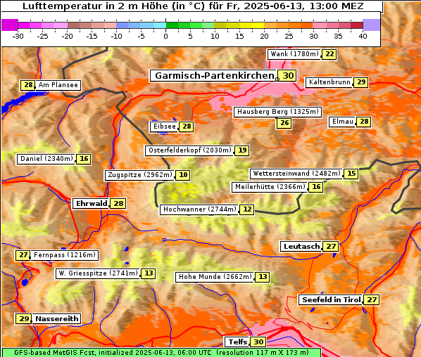 Temperatur, 13. 6. 2025