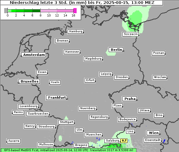 Niederschlag, 15. 8. 2025