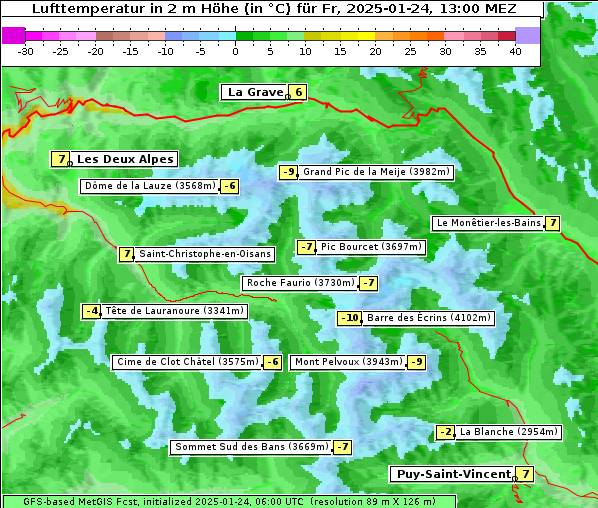 Temperatur, 24. 1. 2025