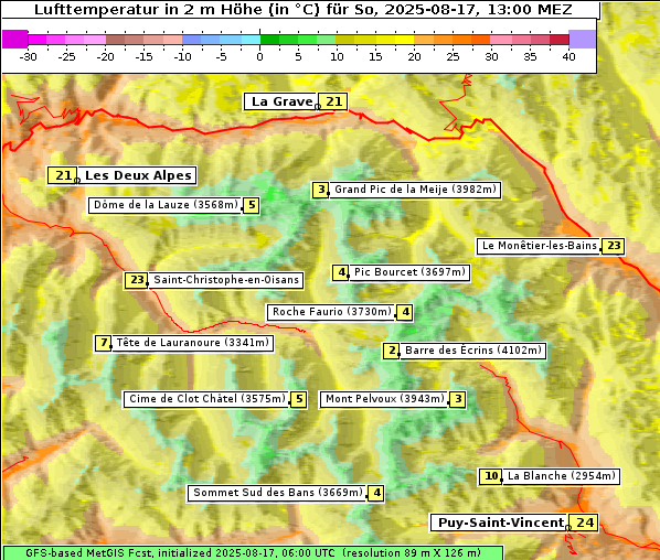 Temperatur, 17. 8. 2025