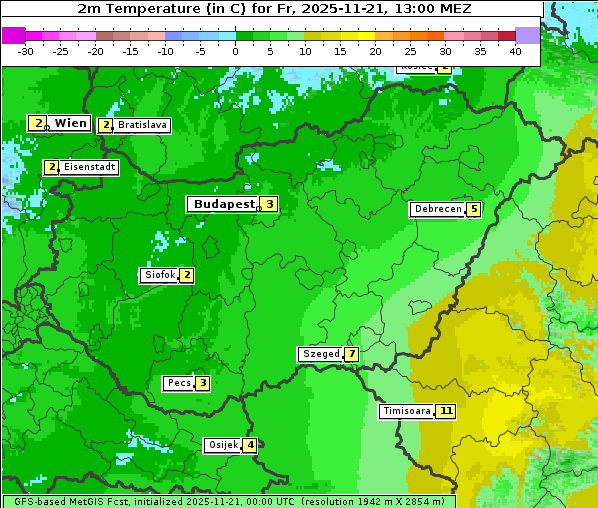 Temperatur, 21. 11. 2025