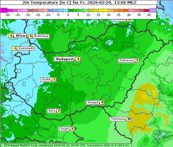 Temperatur, 20. 2. 2026