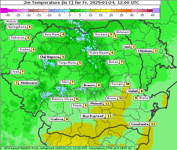 Temperatur, 24. 1. 2025