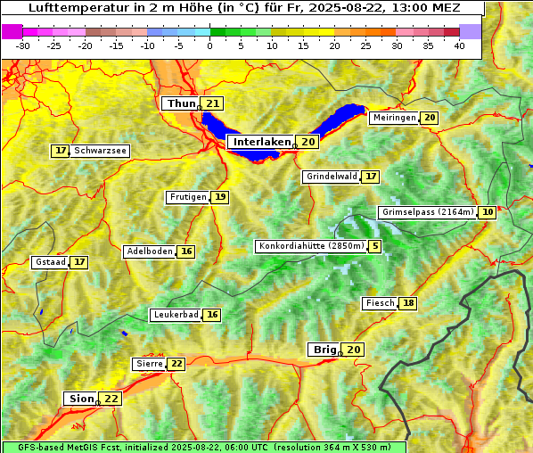 Temperatur, 22. 8. 2025