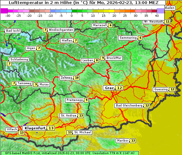 Temperatur, 23. 2. 2026