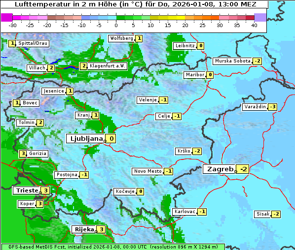 Temperatur, 8. 1. 2026