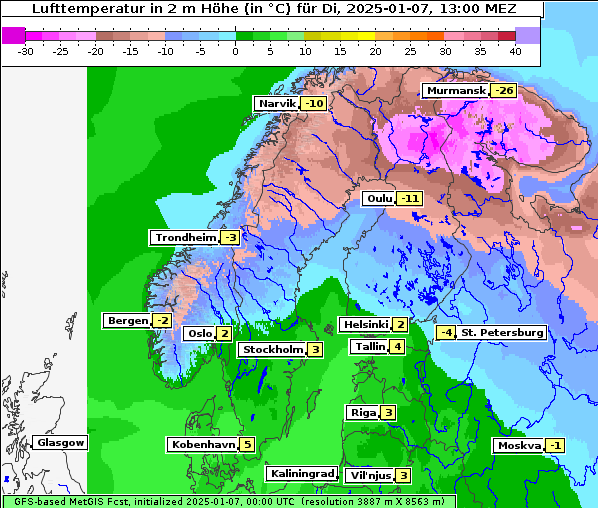 Temperatur, 7. 1. 2025