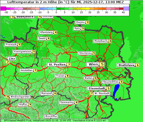 Temperatur, 17. 12. 2025