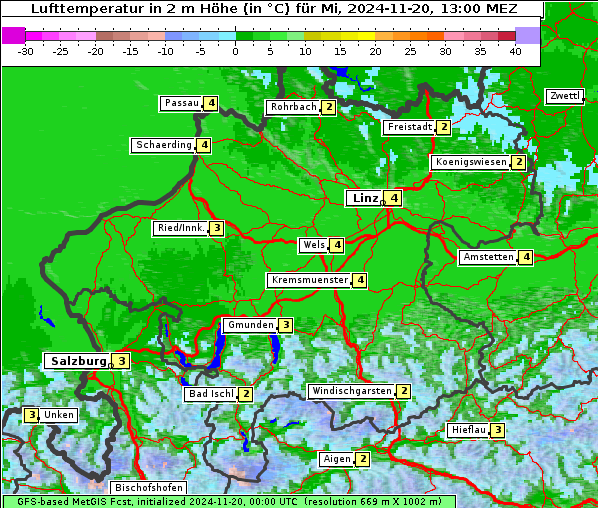 Temperatur, 20. 11. 2024