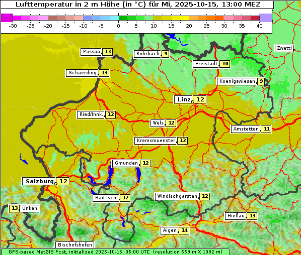 Temperatur, 15. 10. 2025