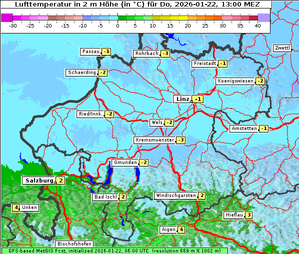 Temperatur, 22. 1. 2026