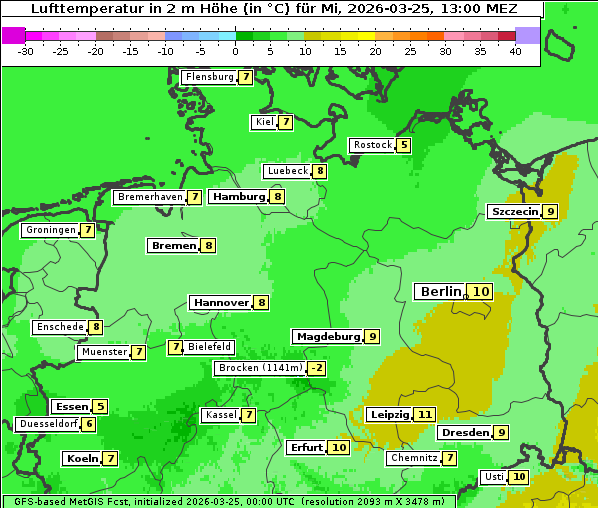 Temperatur, 25. 3. 2026