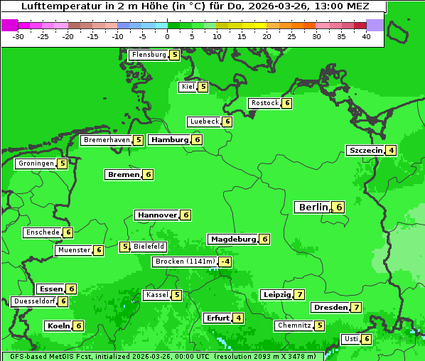 Temperatur, 26. 3. 2026