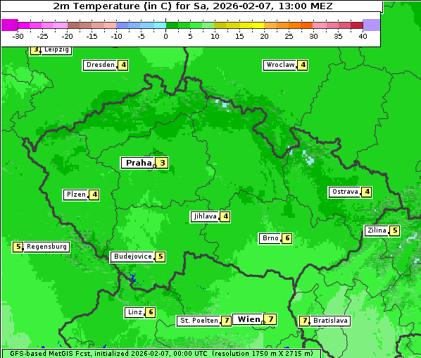 Temperatur, 7. 2. 2026