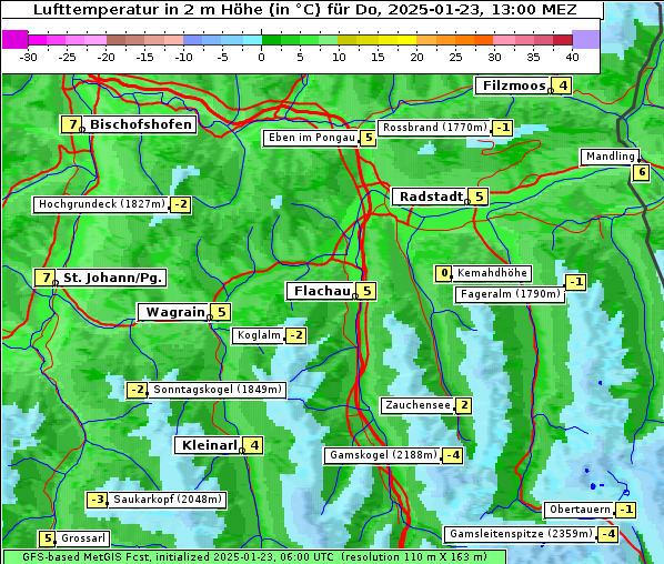 Temperatur, 23. 1. 2025