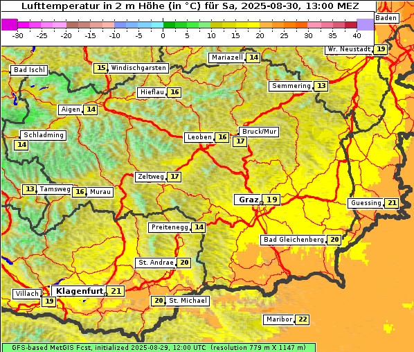 Temperatur, 30. 8. 2025