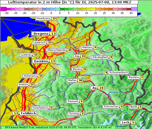 Temperatur, 8. 7. 2025