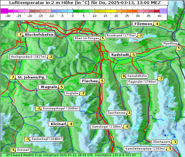 Temperatur, 13. 3. 2025