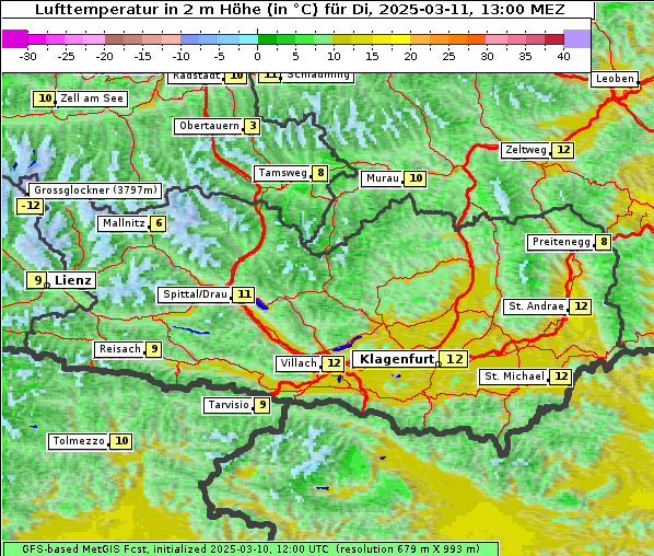 Temperatur, 11. 3. 2025