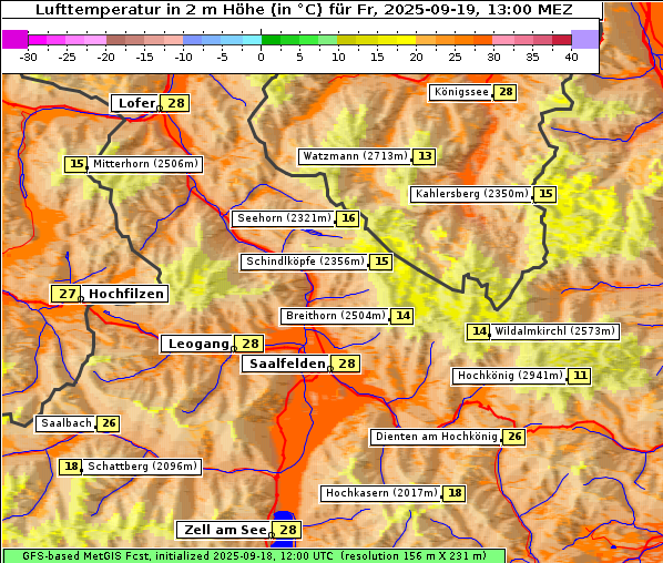 Temperatur, 19. 9. 2025