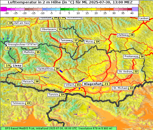 Temperatur, 30. 7. 2025