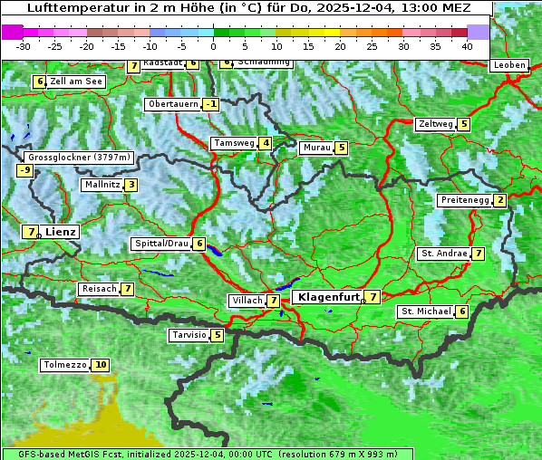 Temperatur, 4. 12. 2025