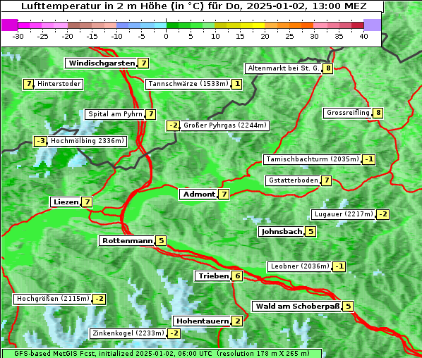 Temperatur, 2. 1. 2025