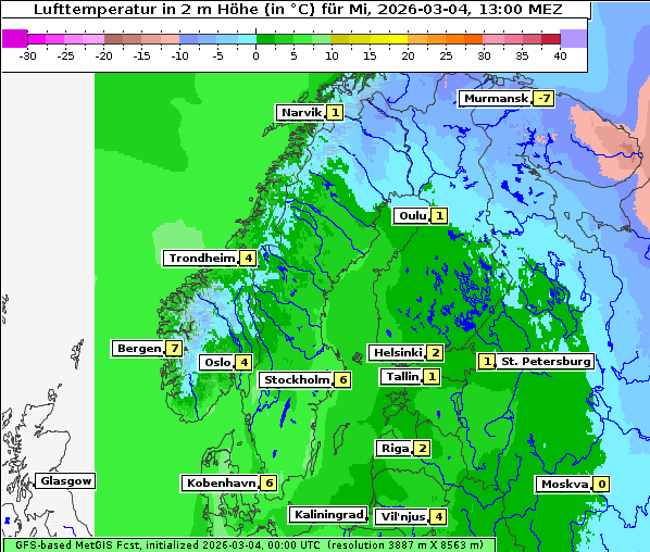 Temperatur, 4. 3. 2026