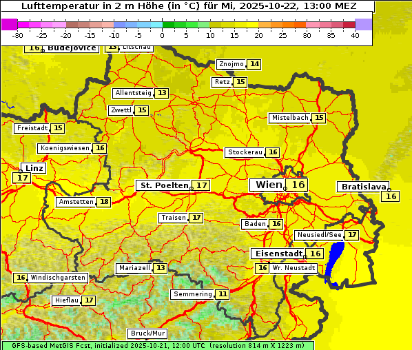 Temperatur, 22. 10. 2025